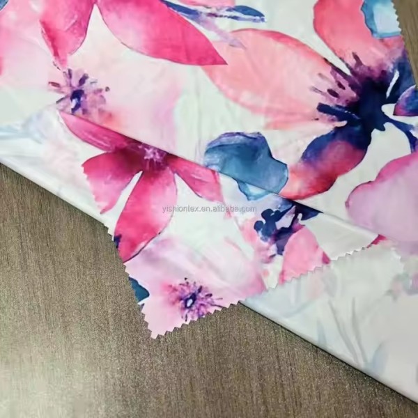 Manufacturer's Direct Sales of 100% Polyester Elastic Knitted Fabric with Large Flower Design S / 3