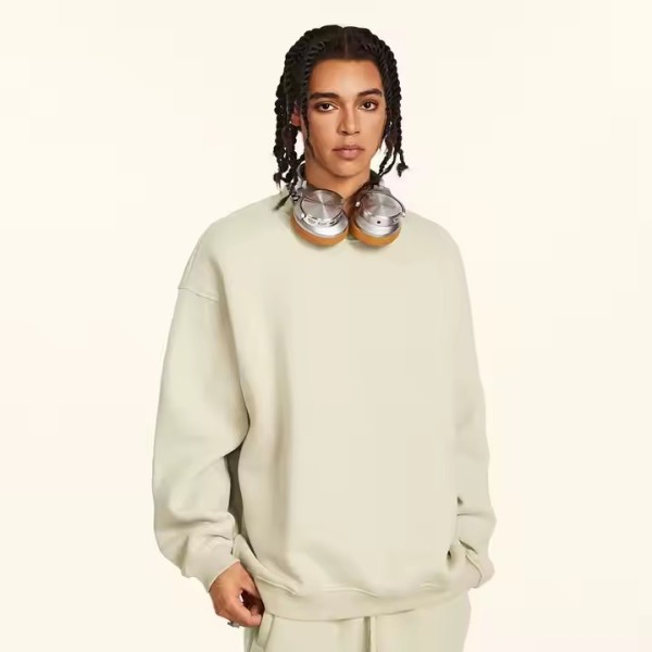 Custom LOGO High Quality 345G Basic Solid Color Streetwear Casual Oversized O-Neck Sweatshirts for M / 2