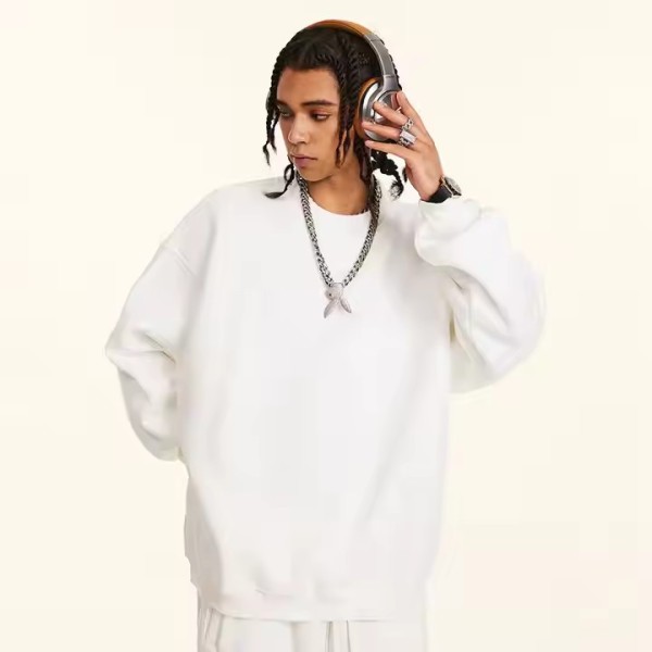 Unisex High Quality 345G Basic Fashion Plain Streetwear Casual Oversized Pullover O-Neck Sweatshirts / 3