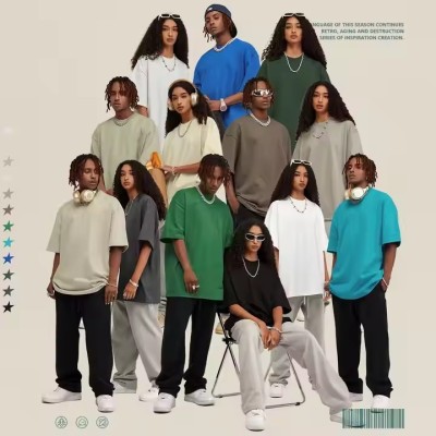 Custom Mens 425Gsm 100% Cotton Tshirt Blank Solid Color Oversized Drop Shoulder Heavy Weight Short S