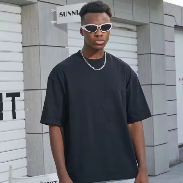 Boxy Hip Hop 240 Gsm Drop Shoulder Graphic Heavyweight Tshirts Luxury Blank Heavy Cotton Custom Stre / 3