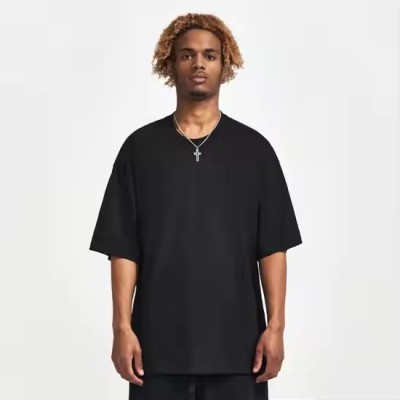 Custom 100% Cotton High Quality White Oversized Drop Shoulder 240G Heavyweight Plain Short Sleeve Pl