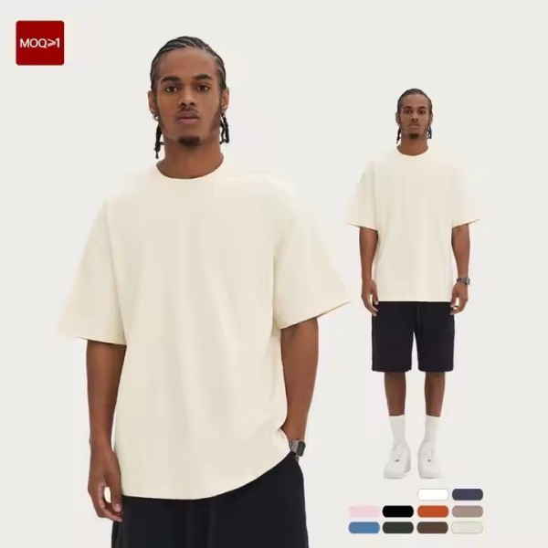 Manufacturer Custom 100% Cotton 280G Heavyweight Plain Streetwear Oversized Solid Color Casual Short / 3