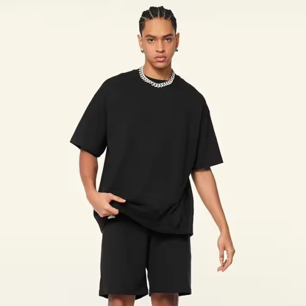 Custom LOGO Wholesale High Quality Quick-dry Casual Pocket Training Jogging Oversize T Shirt and Sho / 2