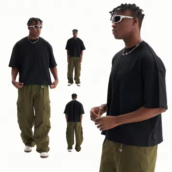 High Quality 100% Cotton 230G Heavyweight Drop Shoulder Custom Boxy Oversized T Shirt Plus Size Boxy / 2