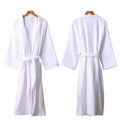 White Cotton Bathrobe for Hotel Beach SPA Use Thickened Comfortable Velour with Terry Bath robe