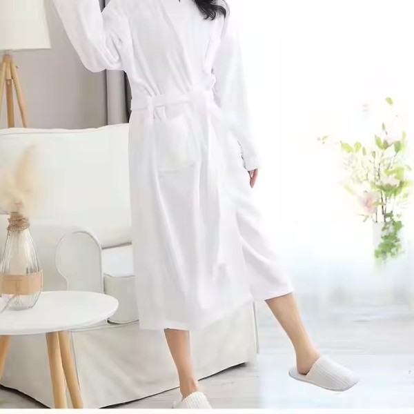 White Cotton Bathrobe for Hotel Beach SPA Use Thickened Comfortable Velour with Terry Bath robe / 2