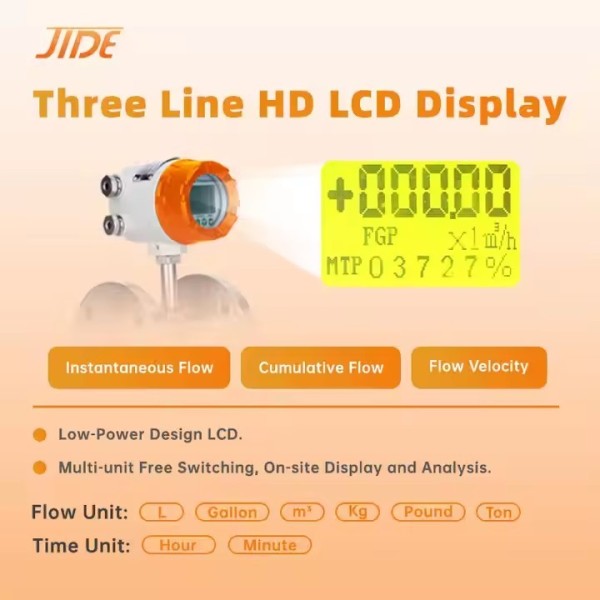 24V Liquid Gas Turbine Flow Meter Stainless Steel Vortex Flowmeter for Water OEM Customizable / 3