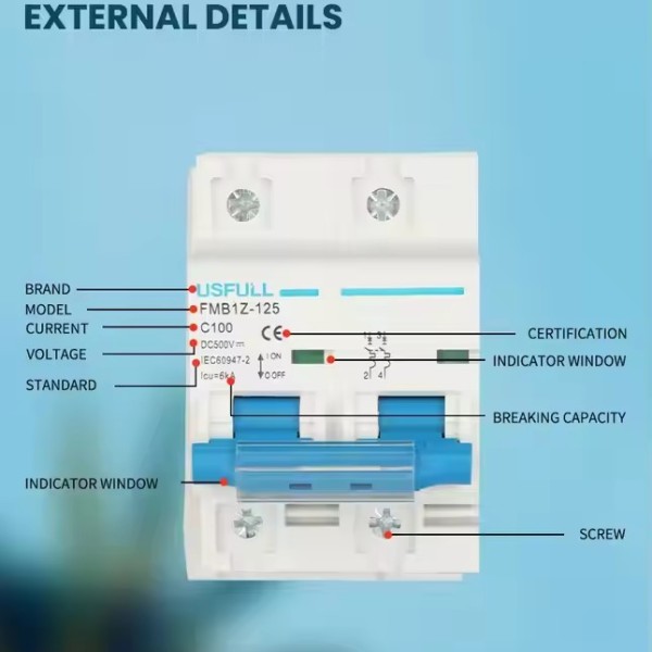 USFULL Dc Mini Circuit Breaker 3P 4P 12v-1000v 12A DC MCB / 3