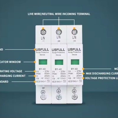 USFULL PV Solar Surge protection Devices 2P/3P 40KA 500V 600V 800V 1000V 1200V 1500V DC SPD