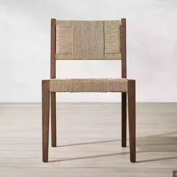 Nordic Oak Wooden Restaurant Chair Nordic Vintage Coffee Shop Wishbone Dining Chair Rope Silla De Ma / 2