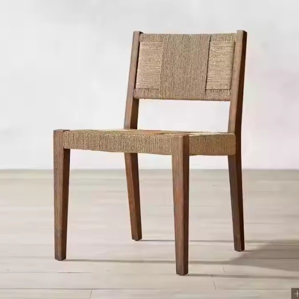 Nordic Oak Wooden Restaurant Chair Nordic Vintage Coffee Shop Wishbone Dining Chair Rope Silla De Ma / 3