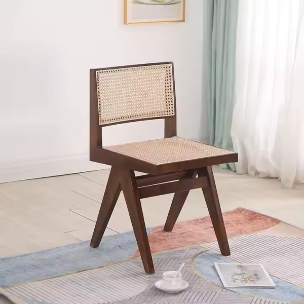 European Oak Restaurant Dining Room Chair Wood Scandinavian Wooden Rattan Dining Chair for Coffee Sh / 1