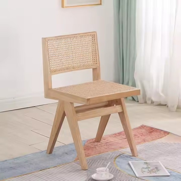 European Oak Restaurant Dining Room Chair Wood Scandinavian Wooden Rattan Dining Chair for Coffee Sh / 3