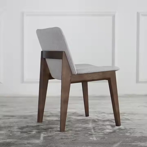 Nodic Modern Upholstered Dining Room Chair Solid Wood Frame Grey Fabric Velvet Dining Chair for Rest / 3