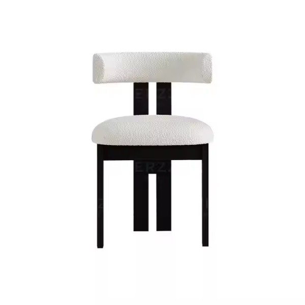 Modern Simple Style White Velvet Dining Room Chair with Nordic Solid Wood Leg Home Furniture for Caf / 2