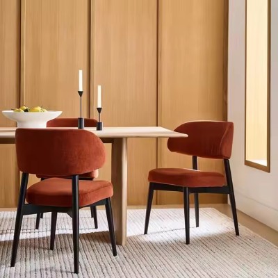 Modern Luxury Dining Chairs Solid Wood and Velvet Fabric Upholstered Chair Nordic Style Cafe and Res