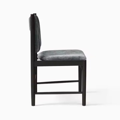Nordic Luxury Modern Living Room Leisure Chair Black Wooden Dining Chair With Velvet Fabric for Rest